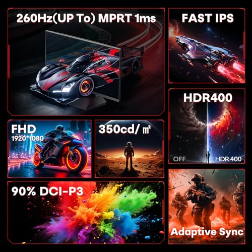 HKC 24 Zoll Gaming Monitor,G24H3D,240Hz (bis zu 260Hz),FHD Bildschirm – Ansicht 2