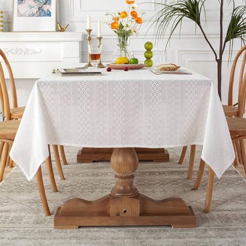 Nappe table rectangulaire coton lavable anti-tache blanc Daesar - 3