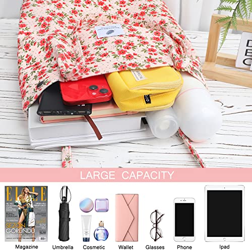 Image of Ayieyill Corduroy Tote Bag for Women Canvas Shoulder Cord Purse with Inner Pocket