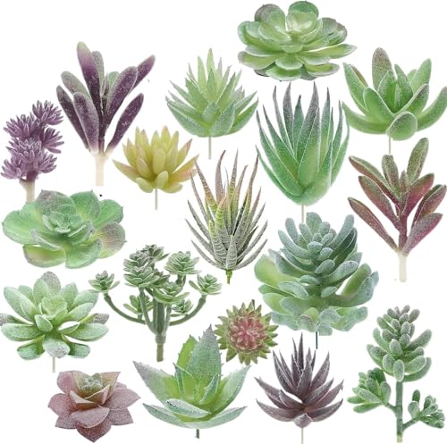 AOCGDDS Artificial Succulents,Double Flocked - Realistic Textured Cactus,Faux Succulents Mini Fake Succulent for Indoor Outdoor Bedroom Bathroom Decorations(18 Pcs)