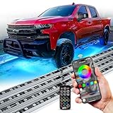 OPT7 Aura PRO Truck/SUV LED Underglow Bluetooth Enabled Lighting Kit with SoundSync Music - 4 Rigid Aluminum Waterproof Glow Bars - iOS & Android Enabled