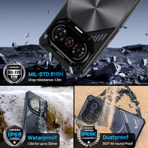 Image of FOSSIBOT F114 Rugged Phone Unlocked, 120Hz HD+ Display,Android 15 Cell Phone, 6.67 inch,16GB RAM 128GB+2TB ROM, 50MP AI Camera, IP68 /IP69K Waterproof Phones, NFC,Outdoor Gaming Smartphone（2026 Black）