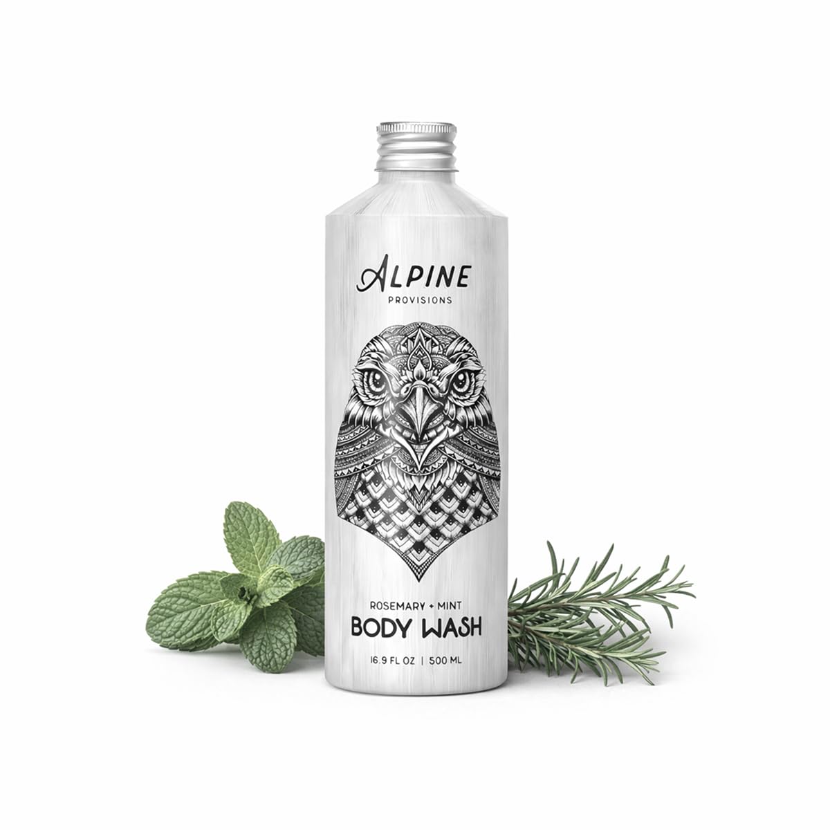 Alpine Provisions Natural Organic Body Wash Men & Women, Rosemary & Mint | Moisturizing with aloe vera + coconut oil. Sulfate-free, vegan &