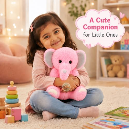Image of Chi-Chimpu Toyss Pink Sitting Elephant Soft Toy 25cm for Kids & Baby