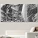 wall26 - 3 Piece Canvas Wall Art - Black and White Abstract Brush Painting - Modern Home Art Stretched and Framed Ready to Hang - 24