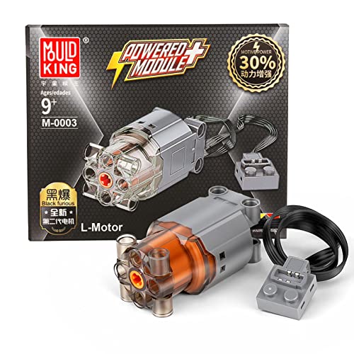Mould King M0003 Motor de juguete eléctrico, con función de alimentación compatible con tecnología de bloques de construcción remotos