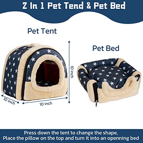 Pantula Meerschweinchen Bett Kuschelhöhle - Höhle Gemütliches groß Hamster Kleintier Bett Versteck mit Abnehmbarer Matte für Hamster Kaninchen Igel Chinchilla Bartagamen und Frettchen (Blau)