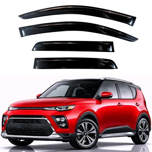 Image of KPY Rain Guards Fit for 2020-2026 Kia Soul, Out-Channel Window Visors Vent Wind Deflectors 4PC, Car Accessories for 20-26 Soul