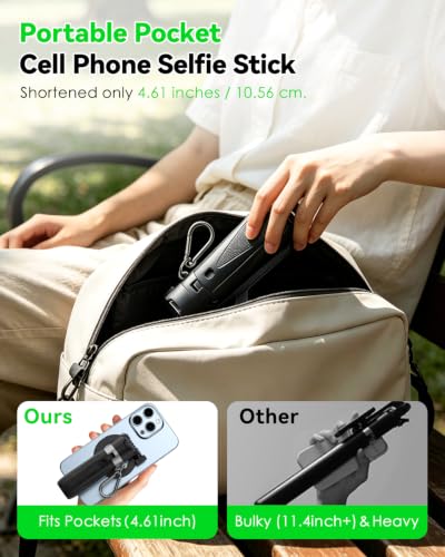 CloudValley Magnetic Selfie Stick & Mini Tripod, 360° Rotation Extendable Handheld Stabilizer/Camera Grip with Remote, 5 in 1 Portable Phone Stand for iPhone/Android, Travel Vlog, Live Stream, Black - image 6