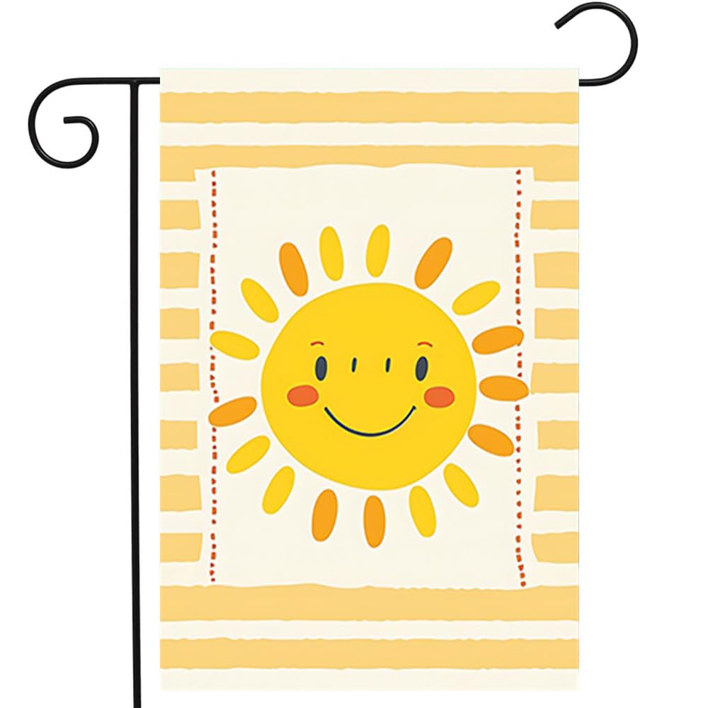 Sunshine Garden Flag 12x18 Inch, Summer Garden Flag Small Vertical Double Sided Yellow Yard Flag Seasonal Welcome Flag for Outside