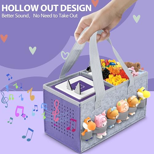 Image of IBVIVIC Carrying Case for Toniebox Starter Set and Figurines, Portable Travel Felt Cloth Musical Toy Folding Bag with Handle for Toniebox 2 and Accessories(Lavender Purple)