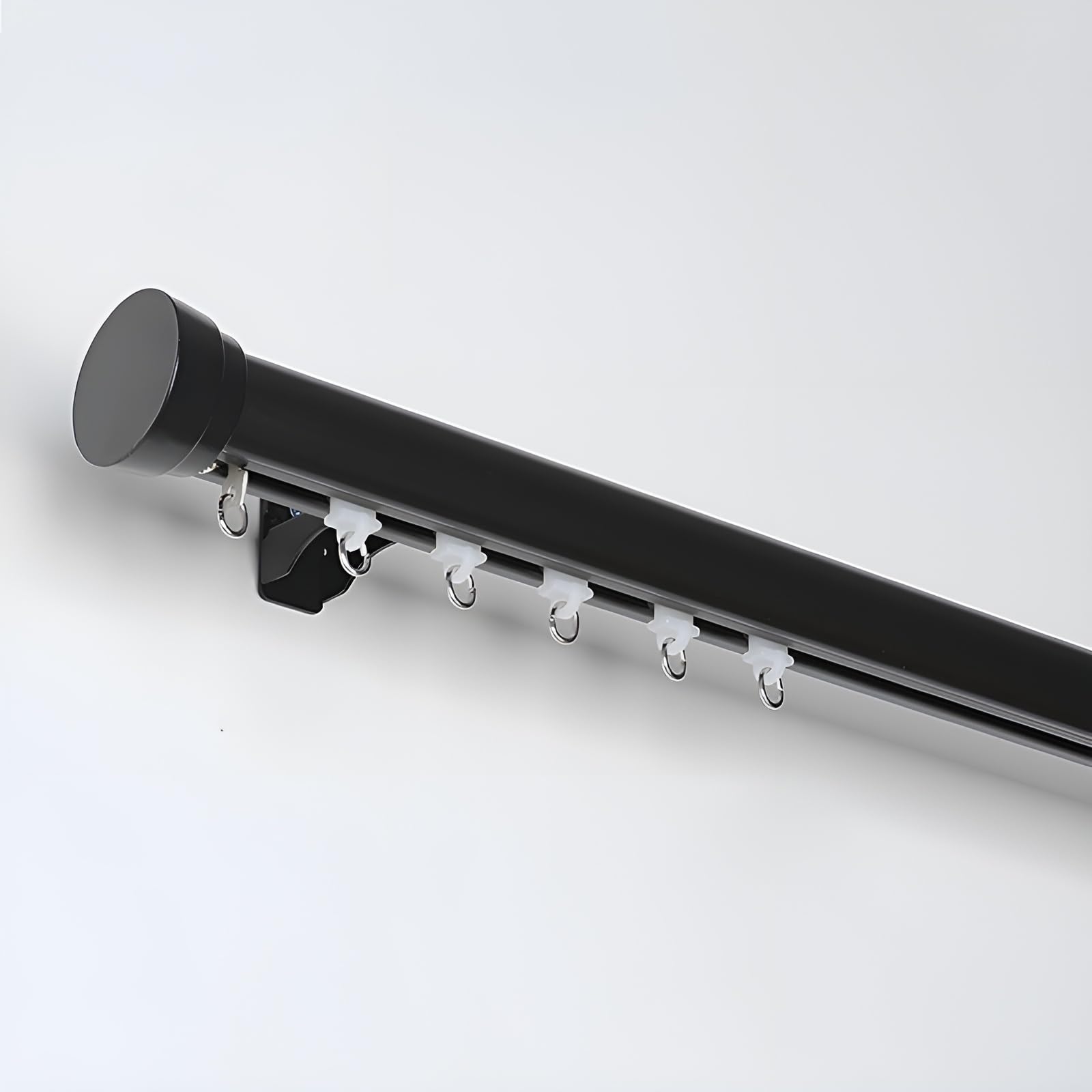 Bastone per tenda regolabile in alluminio nero resistente, montaggio a parete, lunghezza personalizzabile (4,40 m) – ideale per tende, tende e trattamenti per finestre
