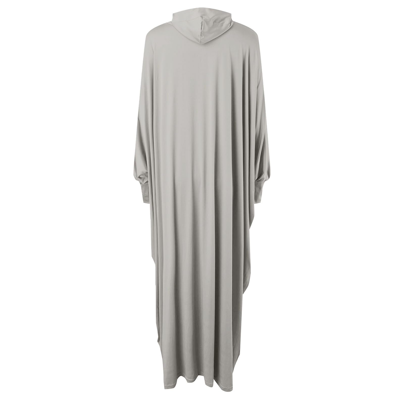 Générique Jilbab Femme Robe Longue à Capuche Integrée Manches Chauves Souris Unie Coupe Large Décontractée Tenue Modeste Complète Hijab Robe Abaya
