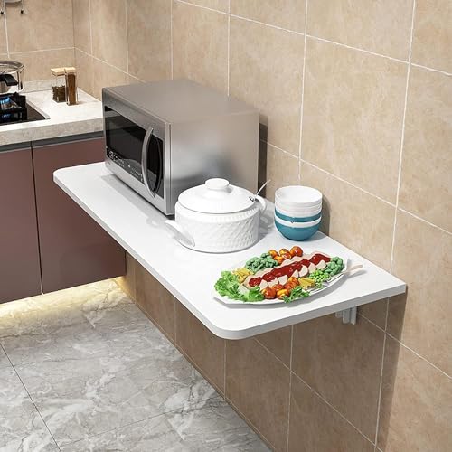 Mesa plegable montada en la pared para lavandería, cocina y comedor, banco de trabajo convertible y escritorio de 27 x 16 pulgadas, solución de oficina en casa y diseño elegante