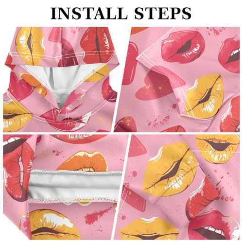 Lips Kiss Heart Pattern Love Boys Girls Sweatshirts Casual Cool Hoodie Clothes with Kangaroo Pocket3