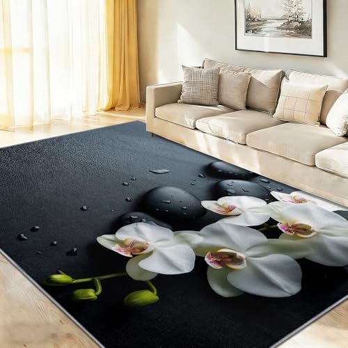 Tapis orchidée style chinois gris 160x230cm lavable - 4