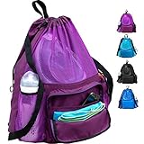 ButterFox Large Swimming Equipment Mesh Bag with Separated Waterproof Dry Compartment, Dry and Wet S