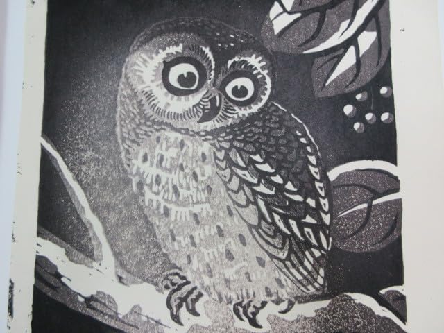 真作保証　木版画　徳力富吉郎　フクロウ　梟　額装つき　芦屋川画廊 真作保証 木版画 徳力富吉郎 フクロウ 梟 額装つき 芦屋川画廊