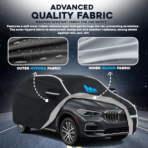 Image of Thar EV Waterproof Long Life Car Cover with Safety Glow Reflective Strap, Premium Velvet Velour Fabric, Soft & Stretchable, Machine Washable, Tri-Stitch Custom Fit with Mirror Pocket