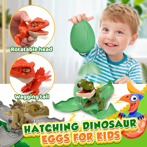 Image of 4 Pack Hatching Dinosaur Eggs for Kids Boys, Travel Toys Essentials for Toddlers Kids Dinosaur Eggs Surprise Birthday Gift Toys for Boys Aged 3 4 5 6 7 8 Year Old Christmas Stocking Stuffer Easter