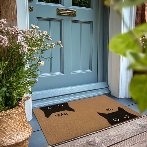 Cute Black Cat Welcome Mat - 30x17in Indoor/Outdoor Decor - Image 2