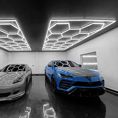 Neatfi LED Car Garage Light with 69600 Lumens, 639W, 7000K-7500K, Linkable and IP54 Rated for Car Detailing, Workshop, Gym, and Garage (Cool White, 15 Hex Grids) Neatfi LED Car Garage Light with 69600 Lumens, 639W, 7000K-7500K, Linkable and IP54 Rated for Car Detailing, Workshop, Gym, and Garage (Cool White, 15 Hex Grids)