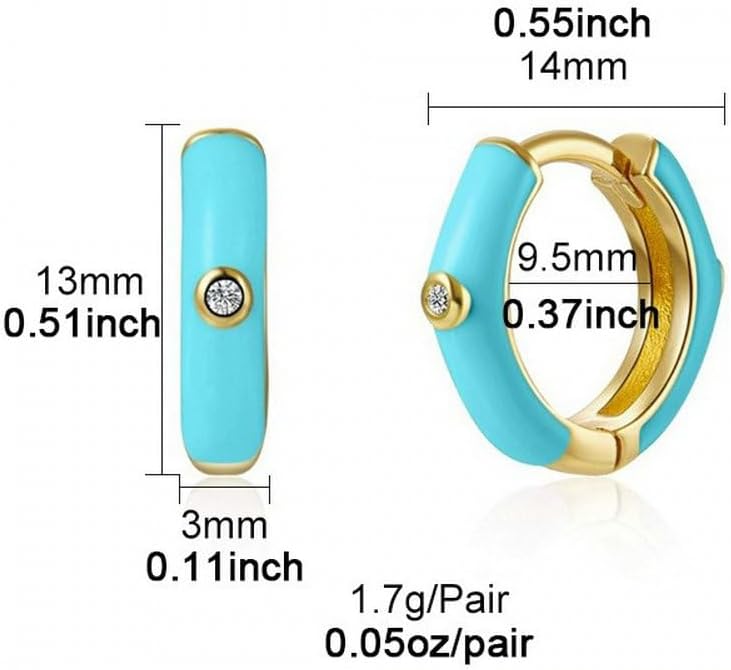 Turquoise Color Gold Chic Dangle Drop Small Huggie Hoop Studs Earrings Gold for Women CZ Ear Cuff Climber Cartilage Helix Personalized Gifts Jewelry Set - Image 5