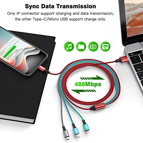 ASICEN LE 4-in-1 Nylon Braided USB-C/Lightning Cable