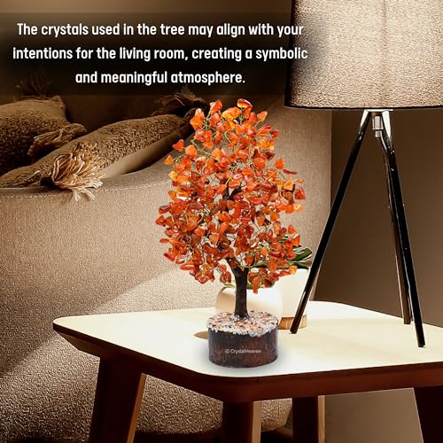 Image of Certified Carnelian Crystal Tree for Good Luck - Healing Crystals Money Tree for Wealth, Positive Energy at Home Office - Decorative Spiritual Gifts for Vastu, House Warming
