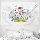 ABAKUHAUS lustige Wörter Wandteppich & Tagesdecke, Cupcake, aus Weiches Mikrofaser Stoff Wand Dekoration Für Schlafzimmer, 230 x 140 cm, Mehrfarbig