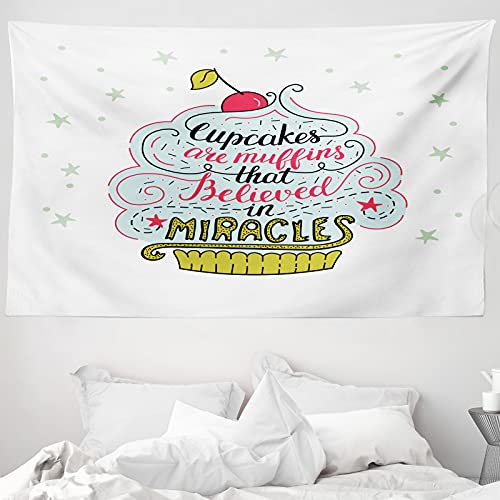 ABAKUHAUS lustige Wörter Wandteppich & Tagesdecke, Cupcake, aus Weiches Mikrofaser Stoff Wand Dekoration Für Schlafzimmer, 230 x 140 cm, Mehrfarbig