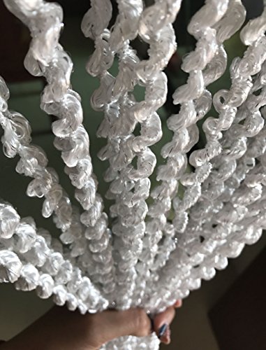 Eyotool 39’’x78’’ Door String Spiral Curtain Rare Flat Thread Fringe No Convolved Window Panel Room Divider Fashion & Creative Decorative Strip Tassel (White)