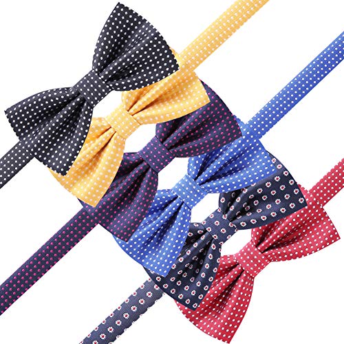 Image of AUSKY 8 PACKS Elegant Adjustable Pre-tied Bow Ties for Men Boys (1&4&5&6&8 Pack for option)