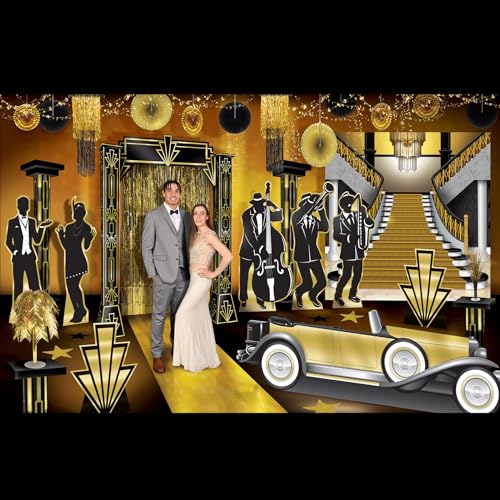 Beistle Large 4 Piece 5' 5" x 34.5" Cardboard Great 20's Dancer Silhouette Stand-Ups- 1920's Prom Décor, Photo Backdrops