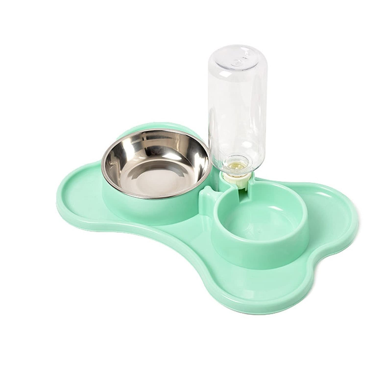 Pets Water and Food Double Bowl Set Dogs Cats Feeder Bowl and Self-Dispensing Gravity Automatic Waterer Dispenser with