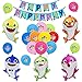 smileh Decoracion Cumpleaños Tiburón Bebé Globos Baby Shark Pancarta de Feliz Cumpleaños Aluminio Globos para Niños Decoraciones de Fiesta
