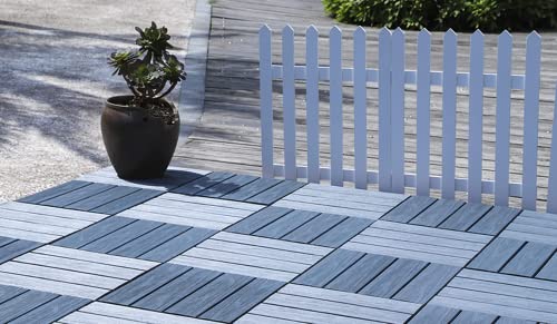 Buimpome Wood-Plastic Composite Patio Deck Tiles (3D Dark Grey,9 Pcs),Diy Interlocking Decking Tiles, Floor Tile,Water Resistant Indoor Outdoor, 12X12 Inch #TOP6
