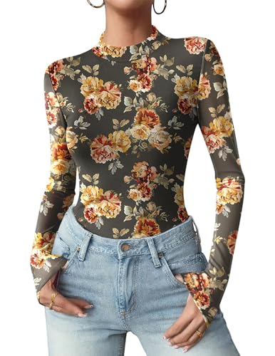 Haut en maille florale Zeagoo respirant en dentelle extensible douce S-XXL