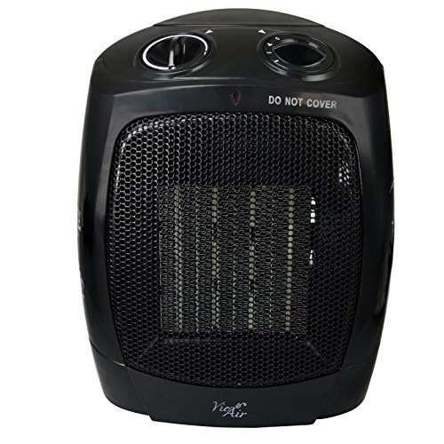 Vie Air Portable 3-Settings Ceramic Heater with Adjustable Thermostat, 1500W, Black