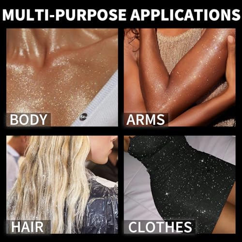 Hair Glitter Body Glitter Spray, 150ML Glitter Hairspray Holographic Silver Glitter Spray for Hair and Body, Hair Glitter for Kids Women, Body Shimmer Festival Makeup 4.2 Fl Oz