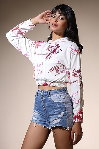 Image of GRECIILOOKS Cottonblend Hooded T Shirt for Women | Women's T Shirt | T Shirt Women's | Casual Loose Fit | Hoodies T Shirt for Women | T-Shirt for Women