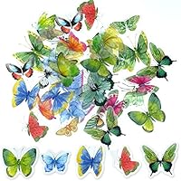 ExceLife Retro Butterfly Stickers Set, Self-Adhesive PET Transparent Waterproof Butterflies Stickers for Scrapbooking, Journal, Album, Phone Case, Laptop, Card Making, 40Pcs (Colorful Butterfly)