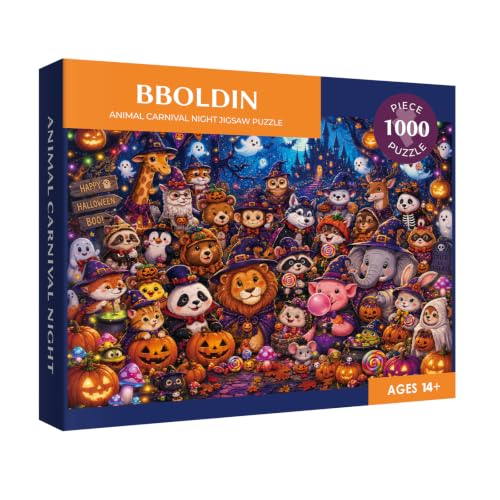Halloween Animal Party Jigsaw Puzzle 1000 Pieces for Adults, Spooky Witch Ghost Pumpkin Jigsaw Puzzle, Funny Forest Castle Challenging Puzzles - image 2