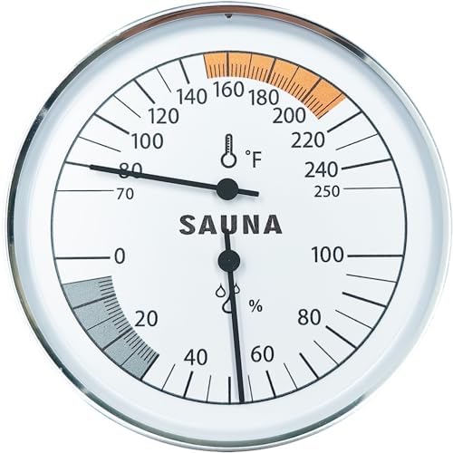 Sauna Thermometer and Hygrometer Combo – Precise Temperature & Humidity Gauge for Sauna Roomsk, Temperature Range 70-250°F, Humidity Range 0-100%