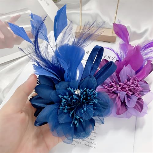 Image of Extra Large Flower Brooches for Women Lapel Pins Dainty Fabric Brooches Big Camellia Lady Flower Fascinator Hatpin Hair Clip for Wedding Prom Party Dance Banquet Ceremony Clothes Accessories Jewelry