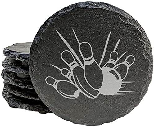 Bowling Coasters - Round Slate - set of 8
