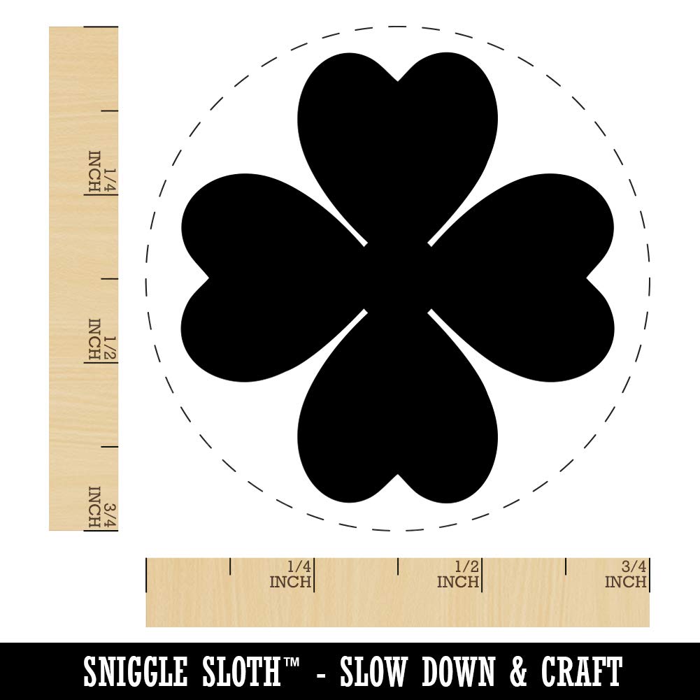 Four Leaf Clover Lucky Solid Rubber Stamp for Stamping Crafting Planners - 3/4 Inch Small