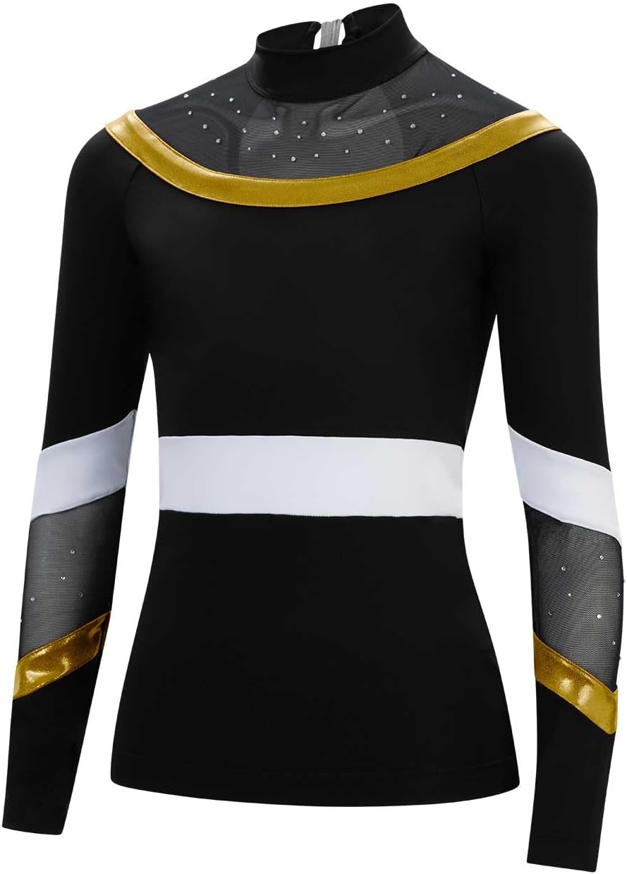 GK All Star Acclaim Radiance Cheer Top – Mock Neck Competition Uniform with Clear Rhinestone Detail