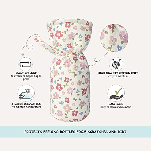 Image of abracadabra Cotton Bottle Modern Cover (Set Of 2) - Vintage Floral, Multicolor