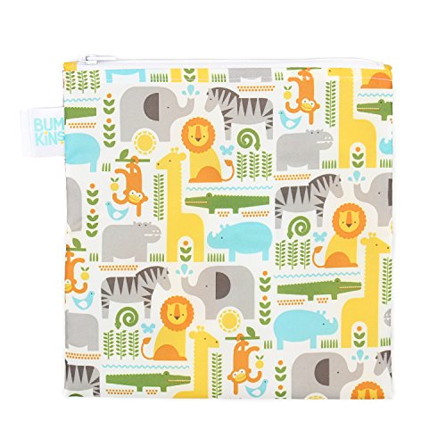 Bumkins Petit Collage Reusable Snack Bag Large, Safari Mix